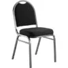 NPS 9200 Series Dome-Back Fabric Padded Stack Chair, Ebony Black/Silvervein, 4 Pack (9260-SV/4)