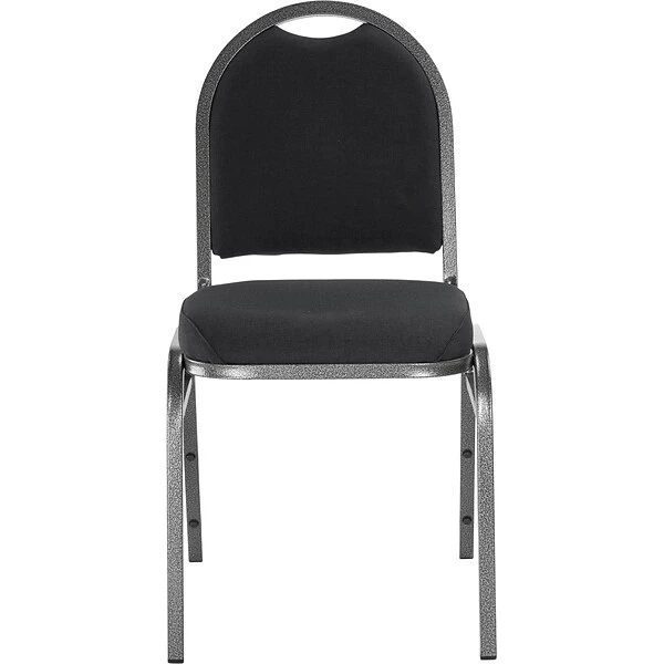 NPS 9200 Series Dome-Back Fabric Padded Stack Chair, Ebony Black/Silvervein, 4 Pack (9260-SV/4) - Image 2