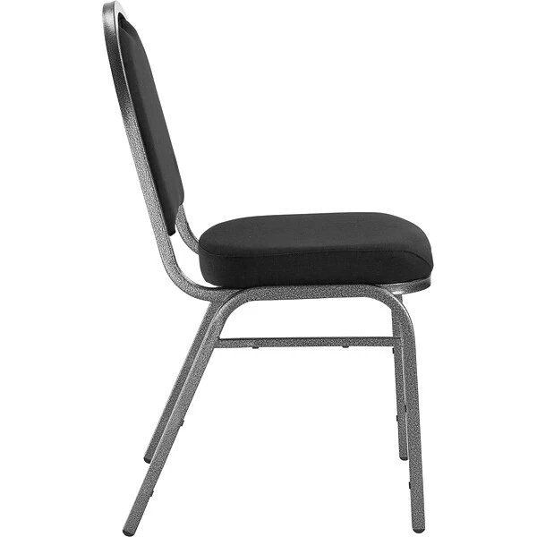 NPS 9200 Series Dome-Back Fabric Padded Stack Chair, Ebony Black/Silvervein, 4 Pack (9260-SV/4) - Image 3