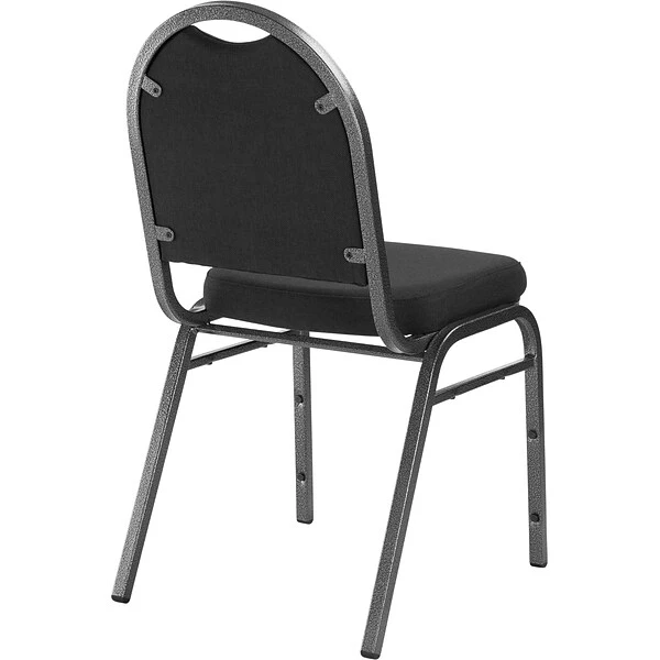 NPS 9200 Series Dome-Back Fabric Padded Stack Chair, Ebony Black/Silvervein, 4 Pack (9260-SV/4) - Image 4