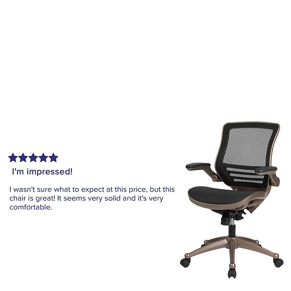 Flash Furniture Warfield Ergonomic Mesh Swivel Mid-Back Executive Office Chair, Black With Gold Frame (BL8801X) - Image 4