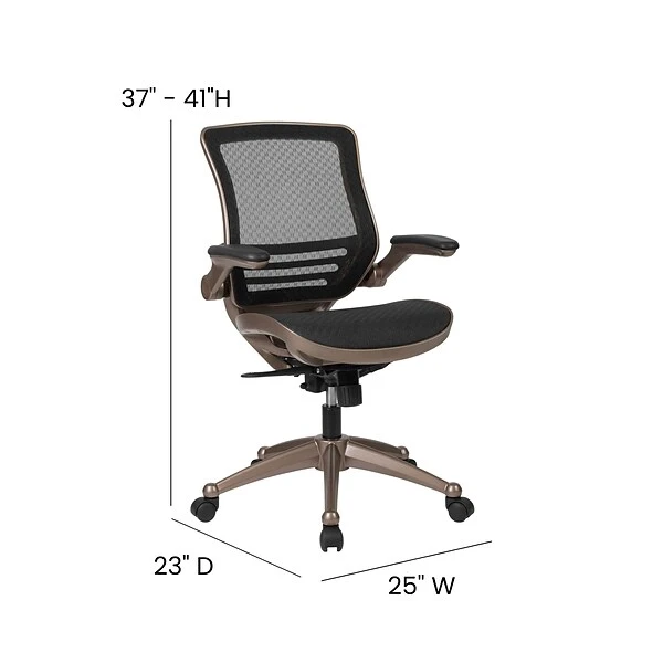 Flash Furniture Warfield Ergonomic Mesh Swivel Mid-Back Executive Office Chair, Black With Gold Frame (BL8801X) - Image 6