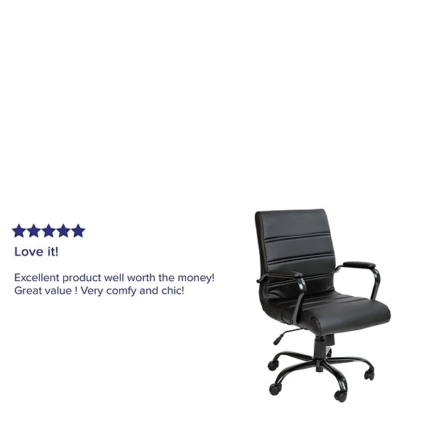 Flash Furniture Whitney Ergonomic LeatherSoft Swivel Mid-Back Executive Office Chair, Black/Black (GO2286MBKBK) - Image 4