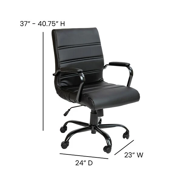 Flash Furniture Whitney Ergonomic LeatherSoft Swivel Mid-Back Executive Office Chair, Black/Black (GO2286MBKBK) - Image 6