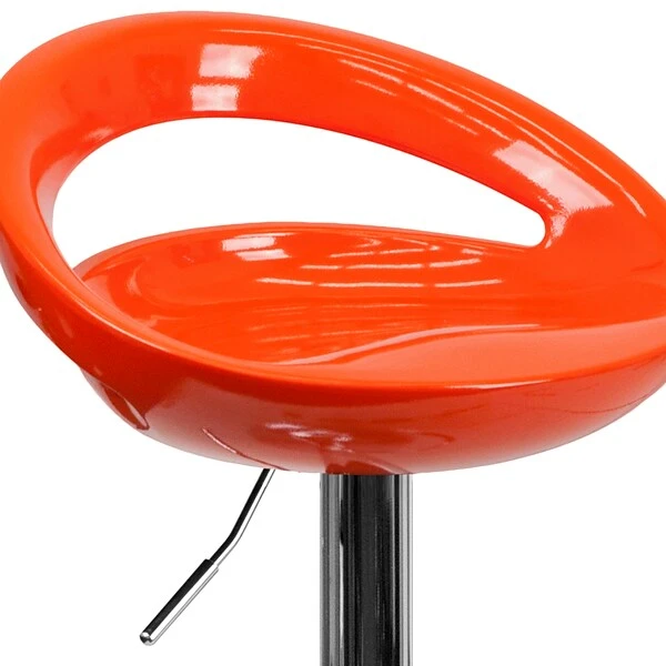 Flash Furniture Contemporary Plastic Adjustable Height Barstool With Back, Orange (CHTC31062ORG) - Image 7