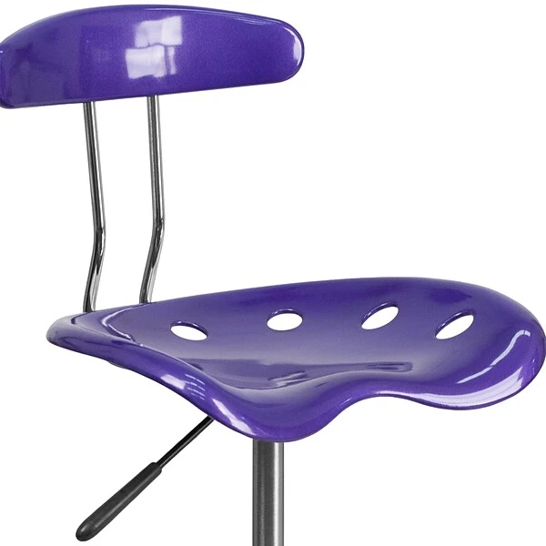 Flash Furniture Low Back Polymer Drafting Stool With Tractor Seat, Vibrant Violet (LF215VIOLET) - Image 7