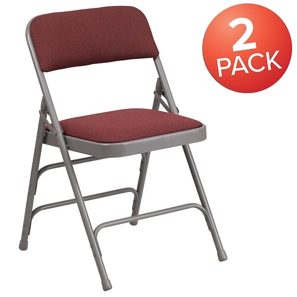 Flash Furniture HERCULES Series Fabric Folding Chair, Burgundy, 2/Pack (2AWMC309AFBG) - Image 2