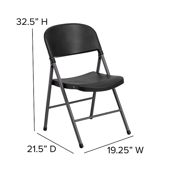 Flash Furniture HERCULES Series Plastic Folding Chair, Black/Charcoal, 2/Pack (2DADYCD50) - Image 5
