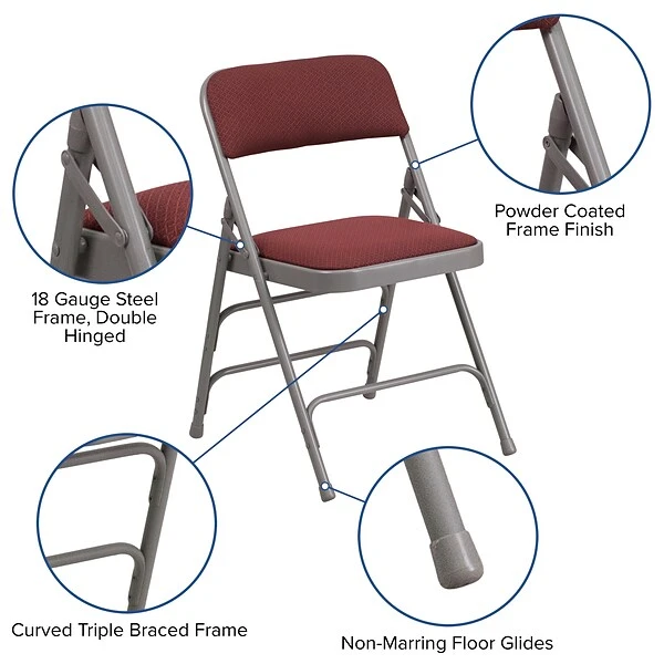 Flash Furniture HERCULES Series Fabric Folding Chair, Burgundy, 2/Pack (2AWMC309AFBG) - Image 5