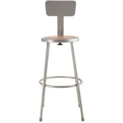 NPS 6200 Series Armless Wood 30 Inch Stool With Backrest, Gray (6230B)