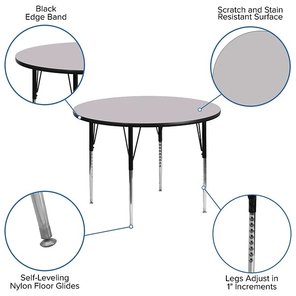 Belnick 21 1/8'' - 30 1/8'' H X 48'' W X 48'' D Steel Round Activity Table, Gray - Image 4