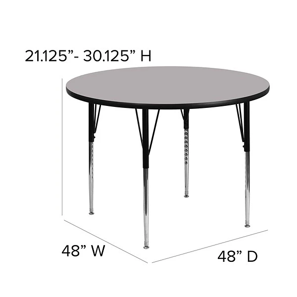 Belnick 21 1/8'' - 30 1/8'' H X 48'' W X 48'' D Steel Round Activity Table, Gray - Image 5