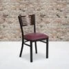 Flash Furniture Hercules Black Decorative Slat Back Metal Restaurant Chair, Walnut Back, Vinyl Seat