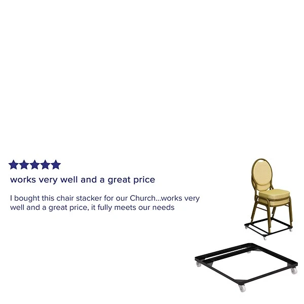 Flash Furniture HERCULES™ Steel Stack Chair And Church Chair Dolly, Black - Image 2
