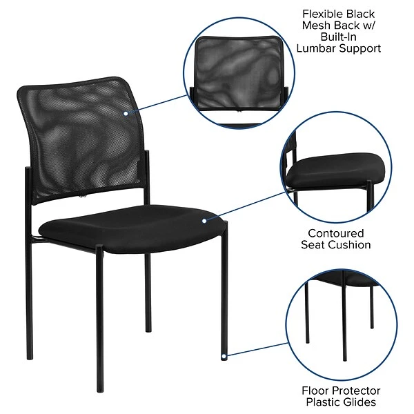 Flash Furniture Mesh Comfortable Stackable Steel Side Chair, Black (GO5152) - Image 4