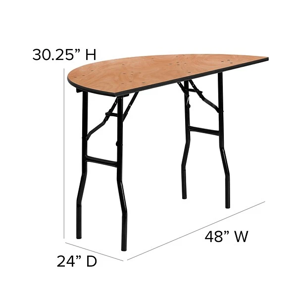 Flash Furniture 48'' Half-Round Wood Folding Banquet Table, Black/Natural - Image 5
