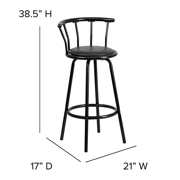Flash Furniture Transitional Vinyl Swivel Barstool, Black (YBYJ909KD) - Image 5