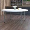 Flash Furniture 59 3/4" Plastic Round Folding Table, Granite White