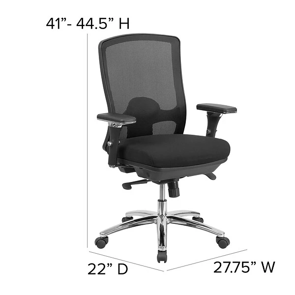 Flash Furniture HERCULES Series Ergonomic Mesh Swivel 24/7 Intensive Use Big & Tall Multifunction Office Chair, Black (LQ2BK) - Image 6