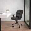 Flash Furniture HERCULES Series Ergonomic LeatherSoft Swivel Big & Tall Task Office Chair, Black (GO2132LEA)