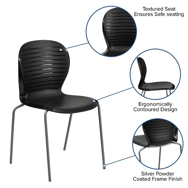 Flash Furniture Hercules Series 551lb-Capacity Stack Chair, Black (RUT3BK) - Image 3