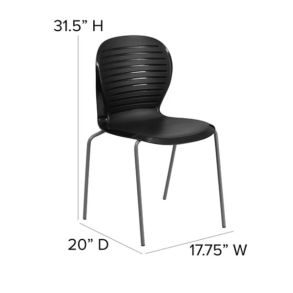 Flash Furniture Hercules Series 551lb-Capacity Stack Chair, Black (RUT3BK) - Image 4