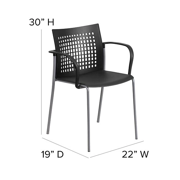 Flash Furniture Hercules Series 551lb-Capacity Stack Chair With Air-Vent Back And Arms, Black (RUT1BK) - Image 4