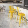 Flash Furniture Contemporary Metal Restaurant Counter Height Stool, Yellow (CH3132024GBYL)