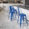 Flash Furniture Contemporary Metal Restaurant Counter Height Stool, Blue (CH3132024GBBL)