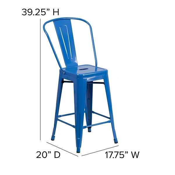 Flash Furniture Contemporary Metal Restaurant Counter Height Stool, Blue (CH3132024GBBL) - Image 5