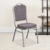 Flash Furniture Crown Back Stacking Banquet Chair With Herringbone Fabric And Thick Seat, Silver Frame, 4/Pack  (4FDC01S12GG)