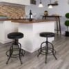 Flash Furniture Rustic LeatherSoft Counter Height Swivel Stool, Black (ETBR542224)