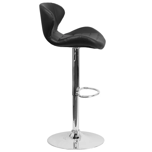 Flash Furniture Contemporary Vinyl Adjustable Height Barstool With Back, Black (CH321BK) - Image 8