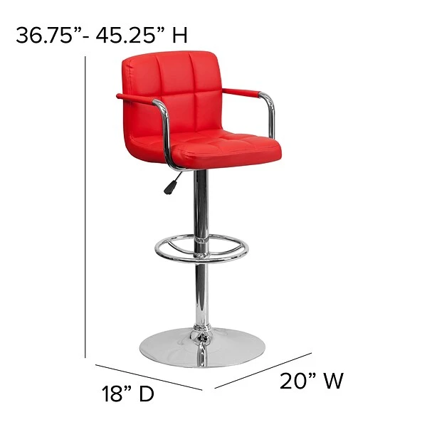 Flash Furniture Contemporary Vinyl Adjustable Height Barstool With Back, Red (CH102029RED) - Image 5