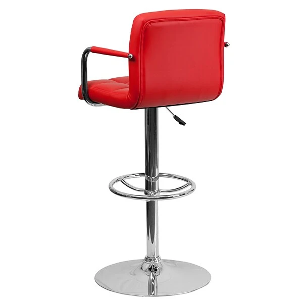 Flash Furniture Contemporary Vinyl Adjustable Height Barstool With Back, Red (CH102029RED) - Image 6