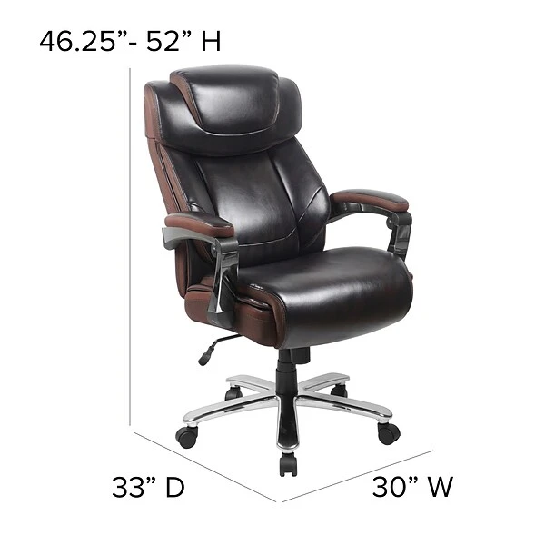 Flash Furniture Hercules Series Ergonomic LeatherSoft Swivel Big & Tall Executive Office Chair, Brown (GO2223BN) - Image 6
