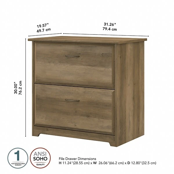 Bush Furniture Cabot 31"W 2-Drawer Lateral File Cabinet, Letter/Legal, Reclaimed Pine, (WC31580) - Image 3