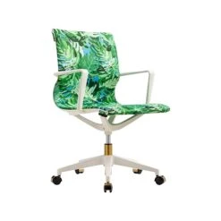 The Raynor Group Elizabeth Sutton Wynwood Fabric Swivel Task Chair, Pura Vida White Gold (K-ESWY-WHT-VIDA-GLD)