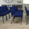 Flash Furniture HERCULES 21'' Church Chair W/4'' Seat Silver Vein Frame, Navy Blue