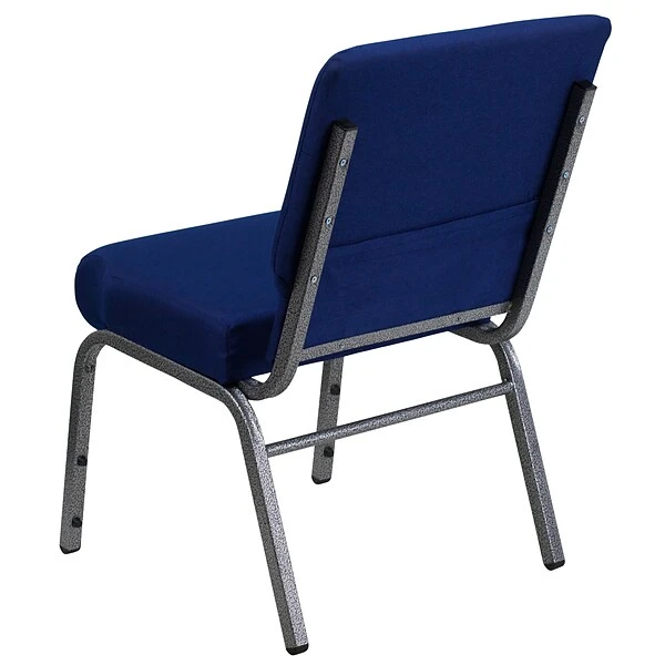 Flash Furniture HERCULES 21'' Church Chair W/4'' Seat Silver Vein Frame, Navy Blue - Image 6