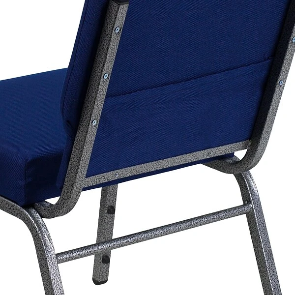 Flash Furniture HERCULES 21'' Church Chair W/4'' Seat Silver Vein Frame, Navy Blue - Image 7