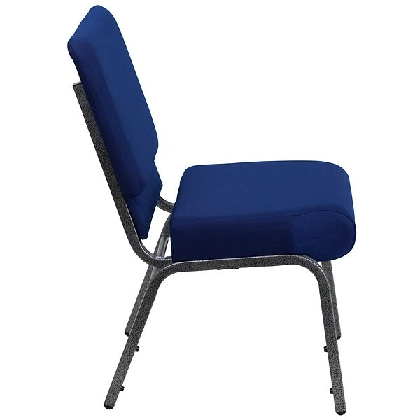 Flash Furniture HERCULES 21'' Church Chair W/4'' Seat Silver Vein Frame, Navy Blue - Image 8