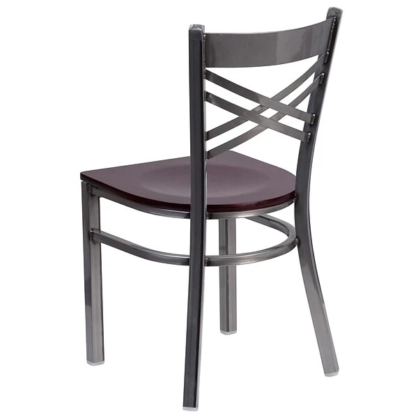 2 Pack. HERCULES Series Clear Coated ''X'' Back Metal Restaurant Chair (2XU6FOBCLMAHW) - Image 4