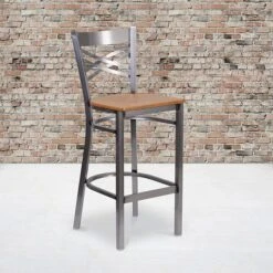 Flash Furniture Traditional Wood Restaurant Barstool With Back, Natural (XU6F8BCLBARNATW)