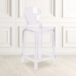 Ghost Counter Stool In Transparent Crystal With Tear Back (OWTEARBACK24)