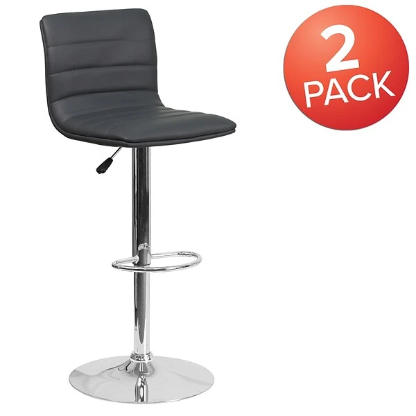 Flash Furniture Modern Vinyl Adjustable Bar Stool, Gray, 2-Pieces (2CH920231GY) - Image 2