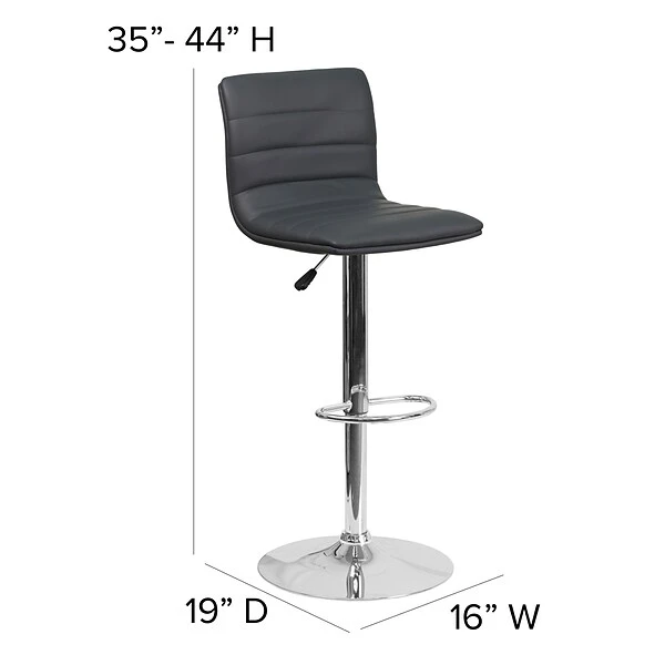 Flash Furniture Modern Vinyl Adjustable Bar Stool, Gray, 2-Pieces (2CH920231GY) - Image 6