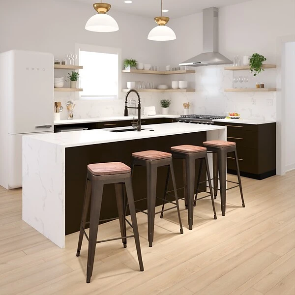 Flash Furniture Metal 30" High Indoor Bar Stool, Gun Metal Gray, 4-Pieces (4ET31320W30GNR)