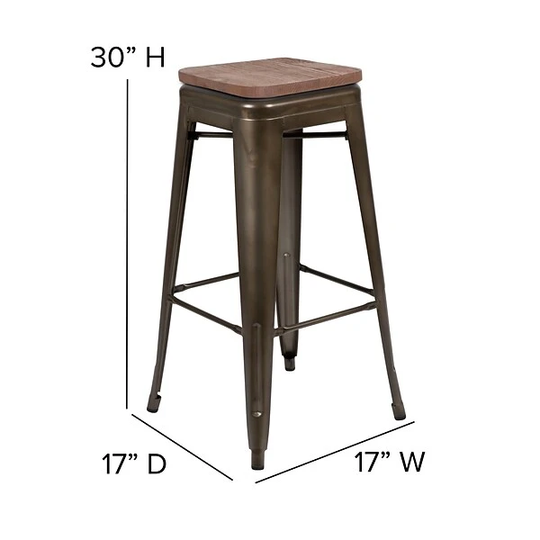 Flash Furniture Metal 30" High Indoor Bar Stool, Gun Metal Gray, 4-Pieces (4ET31320W30GNR) - Image 6
