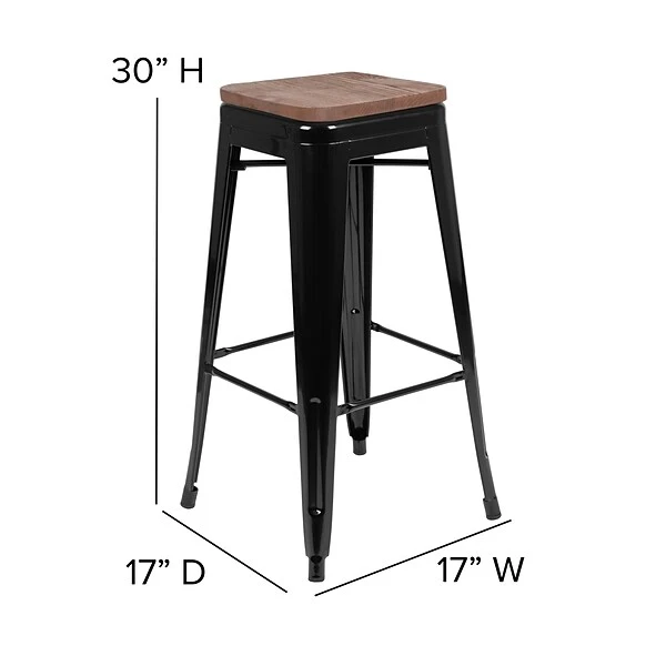 Flash Furniture Metal 30" High Indoor Bar Stool, Black, 4-Pieces (4ET31320W30BKR) - Image 5